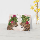 Carte Chaud House Leopards | Une paire (Fleur jaune)