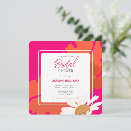 Carte Chaud rose et orange marmite Abstraite florale (Debout devant)