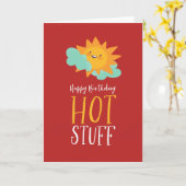 Carte Chaud Stuff mignon été soleil pun drôle Joyeux ann (Fleur jaune)
