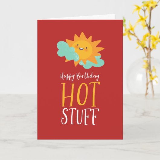 Carte Chaud Stuff mignon été soleil pun drôle Joyeux ann (Fleur jaune)