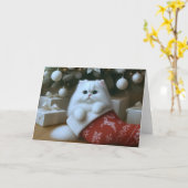 Carte Chaussette de Noël au chat persan (Fleur jaune)