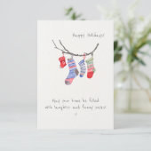 Carte Chaussettes de Noël minimalistes modernes mignonne (Debout devant)