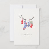 Carte Chaussettes de Noël minimalistes modernes mignonne (Dos)