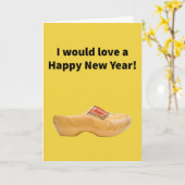 Carte Chaussure en bois - Bonne année (Fleur jaune)