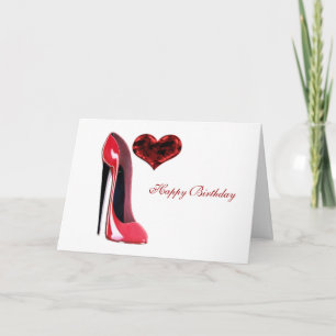 Carte Chaussure Red Stiletto et coeur 3D