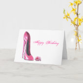 Carte Chaussure Stiletto Rose et Rose (Fleur jaune)