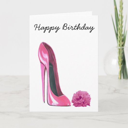 Carte Chaussure Stiletto Rose et Rose Art (Devant)