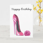 Carte Chaussure Stiletto Rose et Rose Art (Fleur jaune)