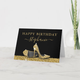 Carte Chaussures à talon élevé Black Gold Joyeux anniver