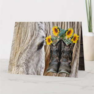 Carte Chaussures Cheval Cowboy Sunflowers Horseshoe