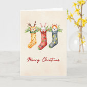 Carte Chaussures d'animaux Aquarelle Noël (Fleur jaune)