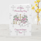 Carte Chaussures de baptême de filles (Fleur jaune)