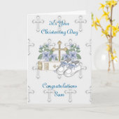 Carte Chaussures de baptême de garçons (Fleur jaune)