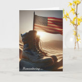 Carte Chaussures de combat du Memorial Day et drapeau da (Fleur jaune)