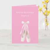 Carte Chaussures en Ballet Rose Anniversaire (Fleur jaune)