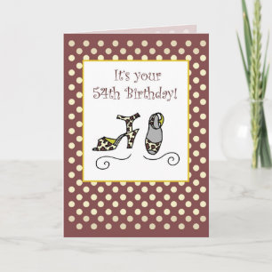 Carte Chaussures Femme 54e Anniversaire, Imprimé Animal