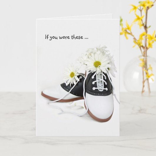 Carte Chaussures Saddle Humour d'anniversaire (Fleur jaune)