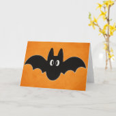 Carte Chauve-souris noire sur fond orange (Fleur jaune)