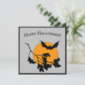 Carte Chauve-souris vintage d'Halloween orange lune (Debout devant)
