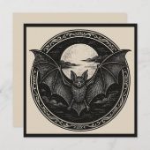 Carte Chauve-souris volant avec pleine lune gothique eff (Devant / Derrière)