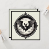 Carte Chauve-souris volante avec gothique pleine lune (Devant/Arrière en situation)