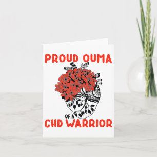 Carte Chd Guerrier Fier Ouma Joli Rouge Floral Coeur Des