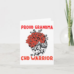 Carte Chd Warrior Fier Grand-mère Joli Coeur Floral Roug