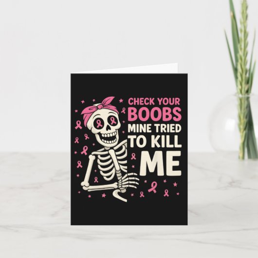 Carte Check Your Breast Halloween Ruban Rose Femmes  (Devant)