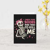 Carte Check Your Breast Halloween Ruban Rose Femmes  (Fleur jaune)