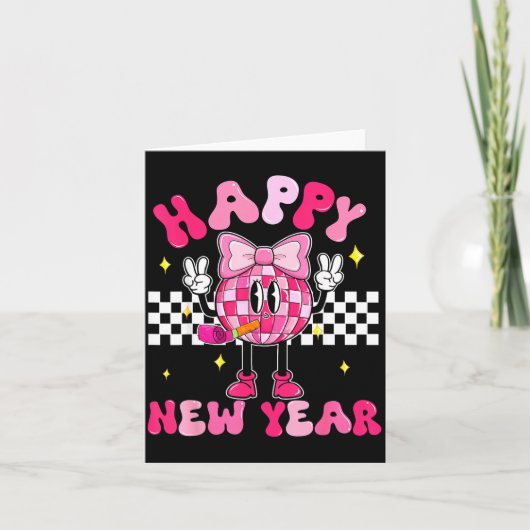 Carte Checkered Happy New Year 2026 Disco Ball New Year  (Devant)