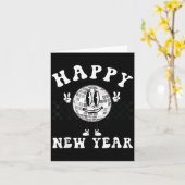 Carte Checkered Happy New Year 2026 Disco Ball New Year  (Fleur jaune)