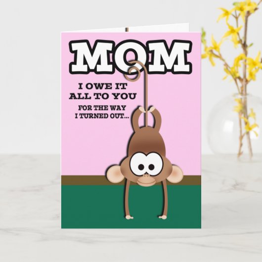 Carte Cheeky Monkey Mothers Day (Fleur jaune)