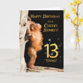 Carte Cheeky singe age 13 (Fleur jaune)