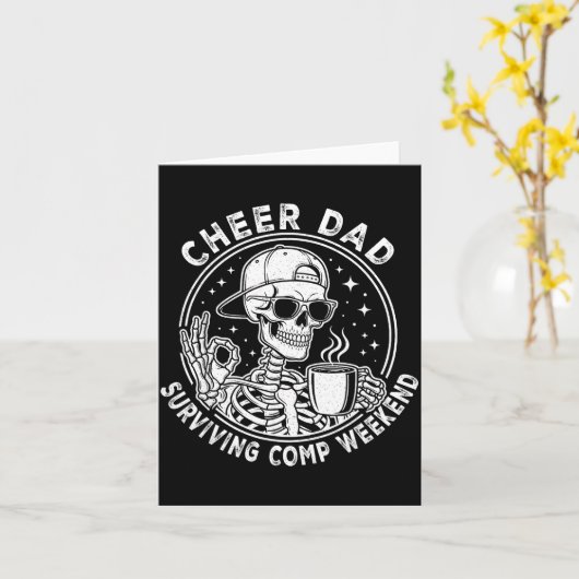 Carte Cheer Dad Surviving Comp Weekend Skeleton Coffee F (Fleur jaune)