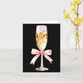Carte Cheer Happy New Year Coquette Bow Champagne New Ye (Fleur jaune)