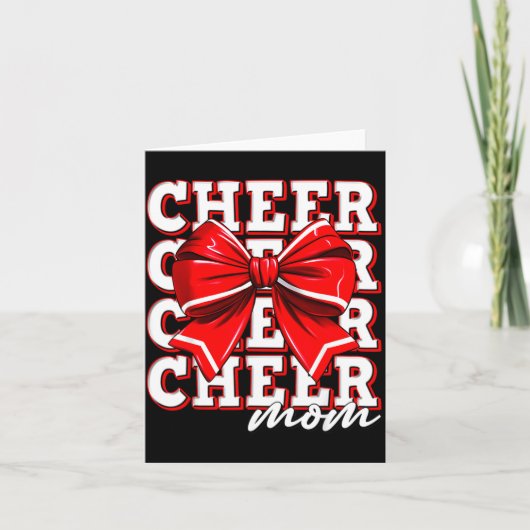 Carte Cheer Mom Cheerleader Bow Biggest Fan Red Team (Devant)