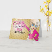 Carte Cheerleader Fille fêtant son anniversaire - Rose (Fleur jaune)