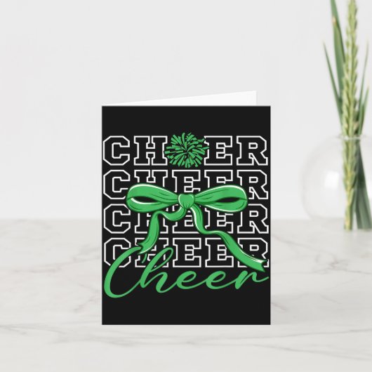 Carte Cheerleading Cheer Green Coquette Bow Cheerleader (Devant)