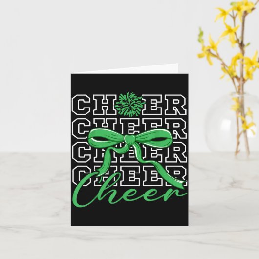Carte Cheerleading Cheer Green Coquette Bow Cheerleader (Fleur jaune)