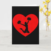 Carte Cheerleading Saint-Valentin Cœur Forme Cheerleader (Fleur jaune)