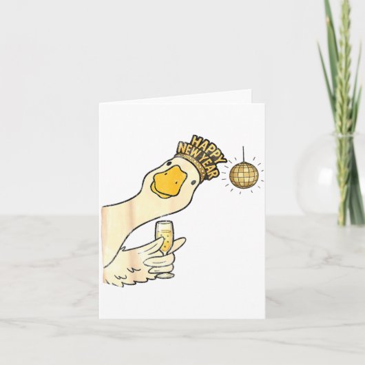 Carte Cheers Happy New Year 2026 Goose With Champagne Di (Devant)