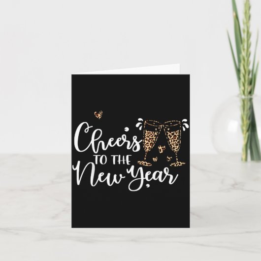 Carte Cheers To The New Year 2026 Leopard Champagne Happ (Devant)
