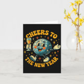 Carte Cheers To The New Year 2026 Retro Party Gift  (Fleur jaune)