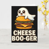 Carte Cheese Boo-ger Cute Ghost Burger Funny Food Pun Ha (Fleur jaune)
