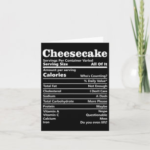 Carte Cheesecake Nutrition Faits Drôle Thanksgiving Calo