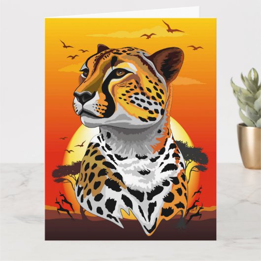 Carte Cheetah African Feline Wild Animal (Petite plante)