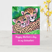 Carte Cheetah Cub rose + Maman Godmère Fête des mères (Fleur jaune)