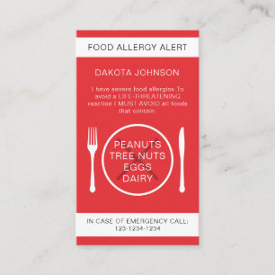 Carte Chef Alerte aux allergies alimentaires