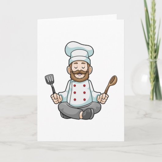 Carte Chef avec tablier de cuisine à Yoga (Devant)