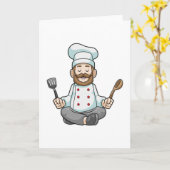 Carte Chef avec tablier de cuisine à Yoga (Fleur jaune)